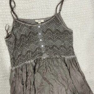 ODDY Taupe Lace-Front Maxi Sundress